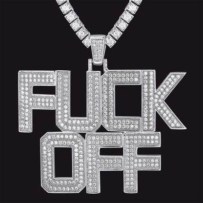 Faithheart F*ck Off Hip Hop Letter Pendant Necklace for