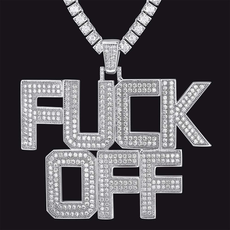 Faithheart F*ck Off Hip Hop Letter Pendant Necklace for