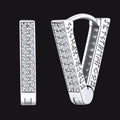 Cubic Zirconia Triangle Huggie Hoop Earrings With Viking Runes for