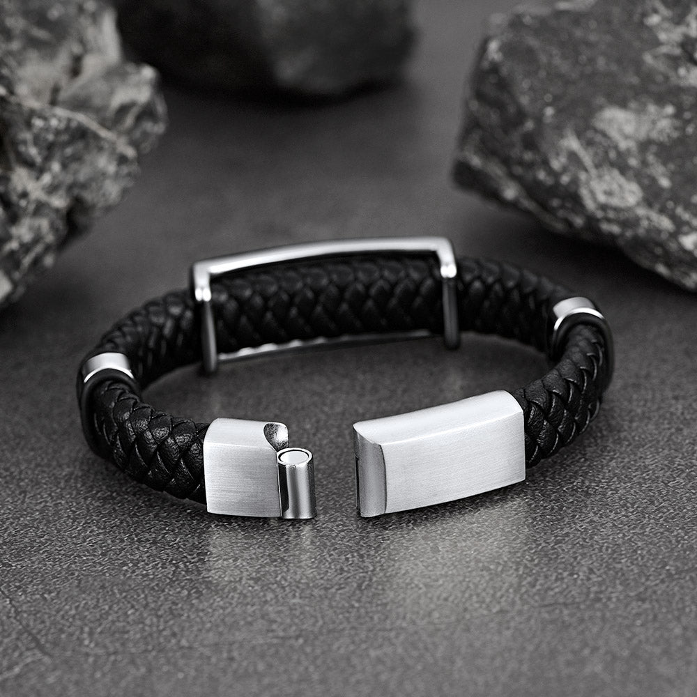 Christian Knights Templar Cross Leather Bracelet for