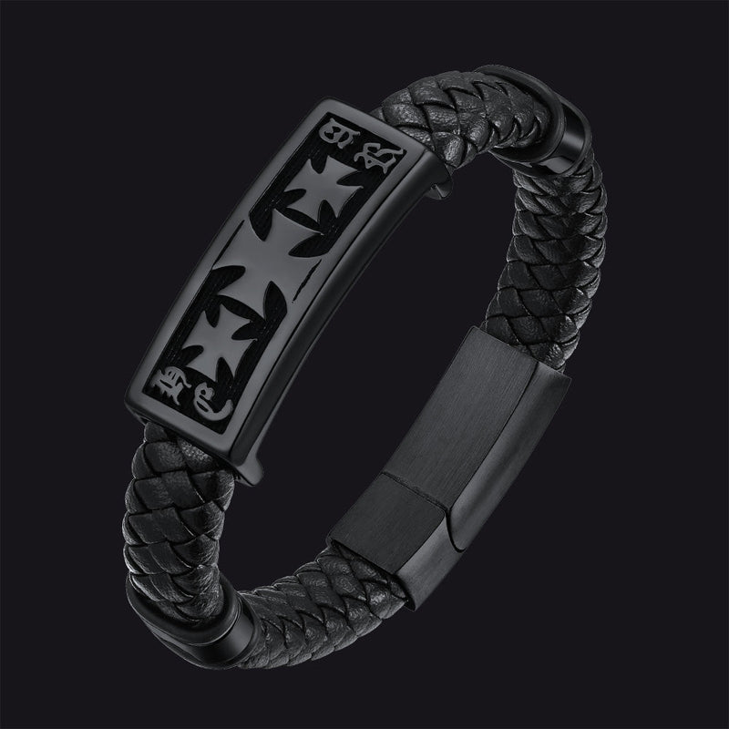 Christian Knights Templar Cross Leather Bracelet for