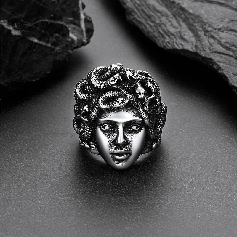 Mythology Medusa Snake Stainless Steel Ring for