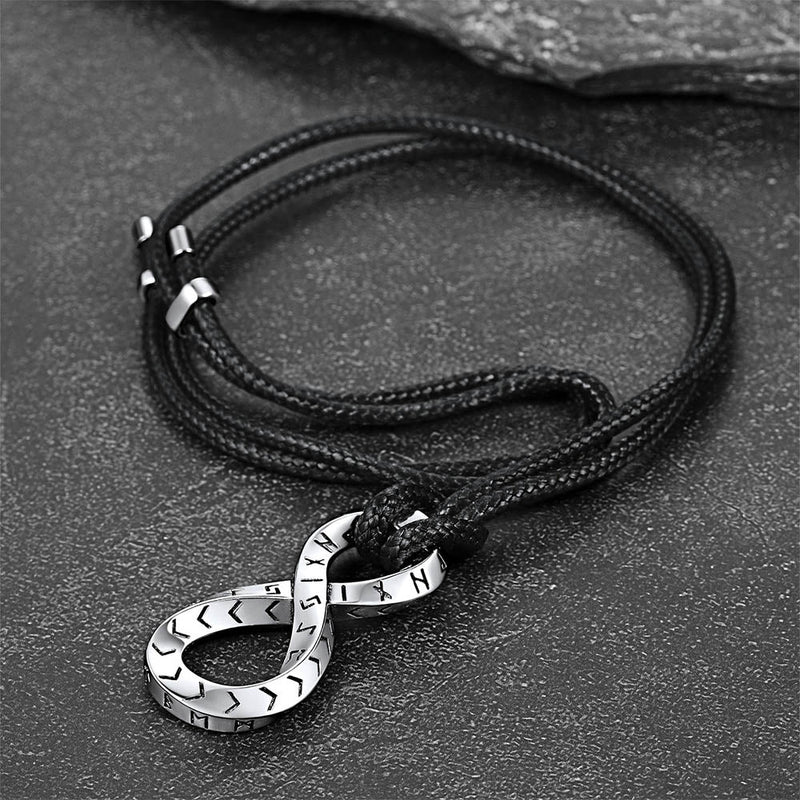 Viking Mobius Infinity Necklace Adjustable Leather Chain for