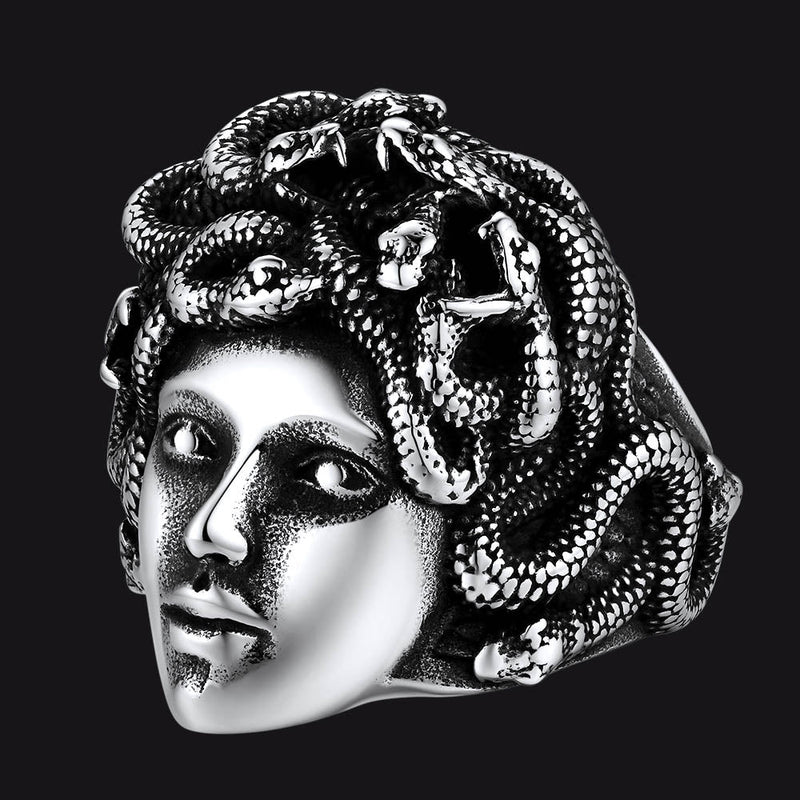Mythology Medusa Snake Stainless Steel Ring for