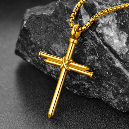 Christian Nail Cross Pendant Necklace for