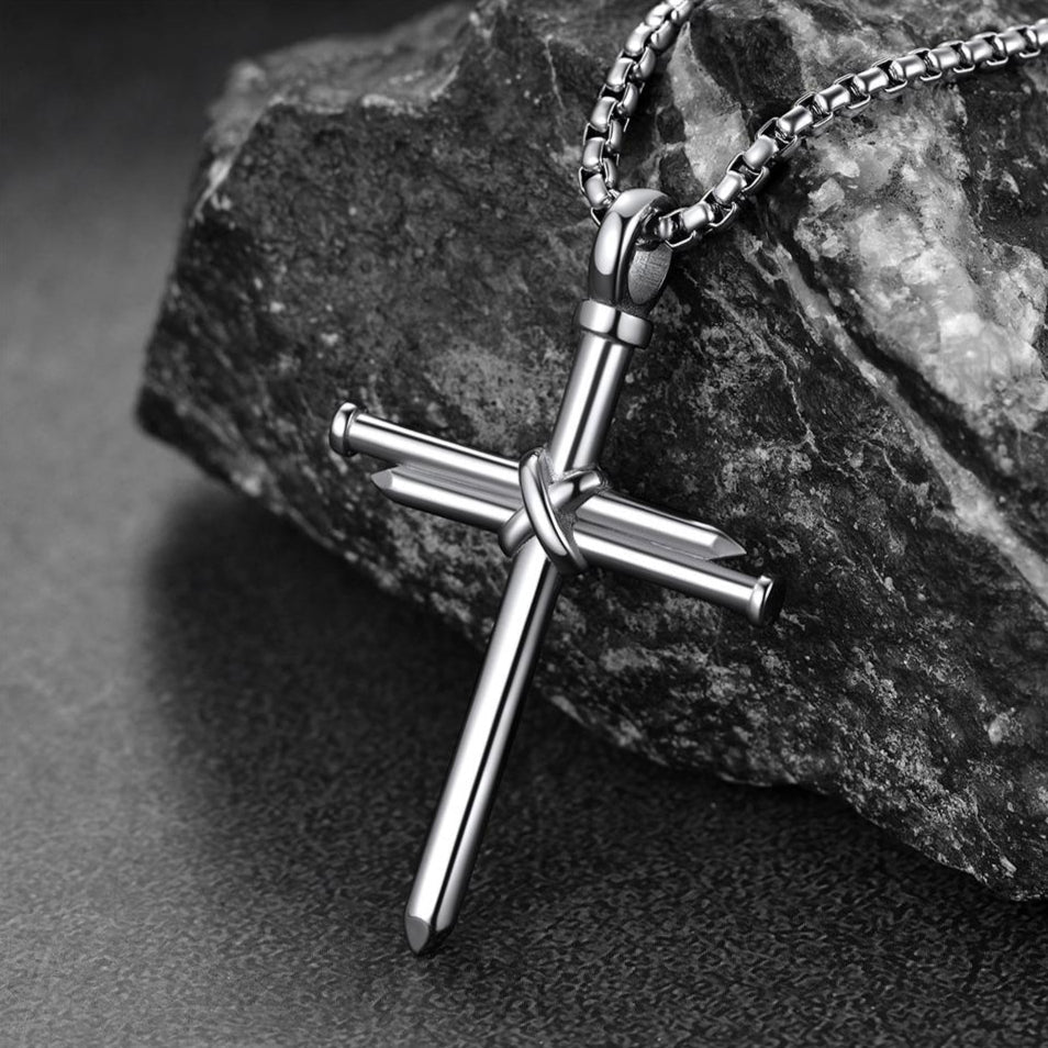 Christian Black Enamel Cross Necklace for