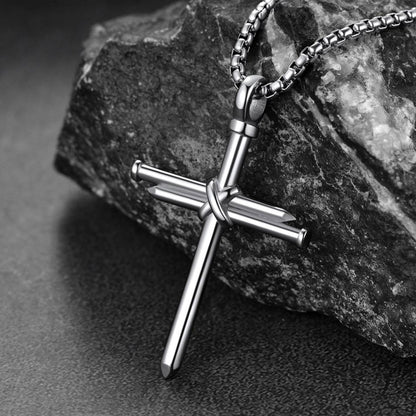 Christian Black Enamel Cross Necklace for
