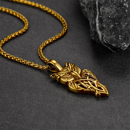Celtic Owl Pendant Necklace Amulet Jewelry for