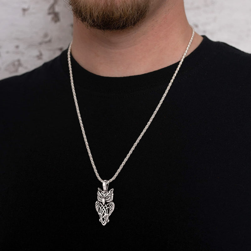 Celtic Owl Pendant Necklace Amulet Jewelry for