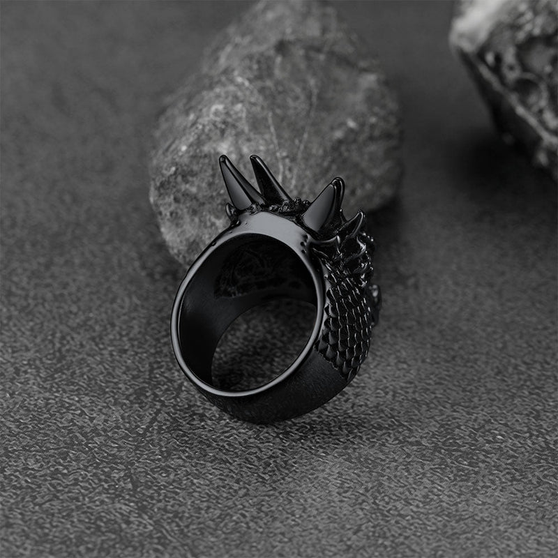 Punk Dragon Head Stainless Steel Ring for