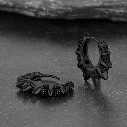 Punk Spikes and Rivets Huggie Hoop Earrings Piercing for