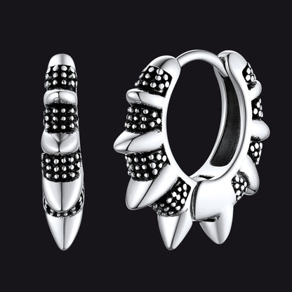 Punk Spikes and Rivets Huggie Hoop Earrings Piercing for