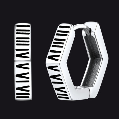 Roman Numerals Hexagon Hoop Earrings for