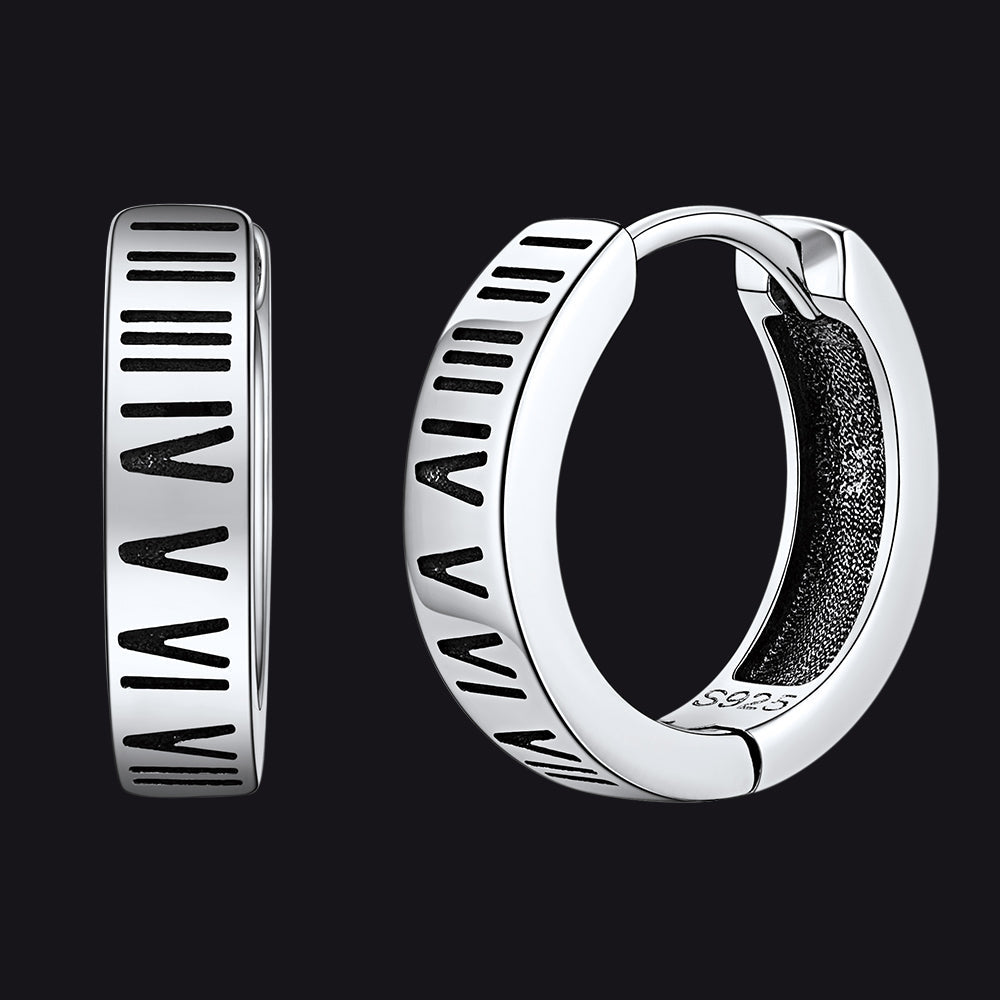 Roman Numerals Hoop Huggie Earrings for