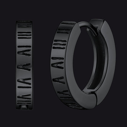 Roman Numerals Hoop Huggie Earrings for