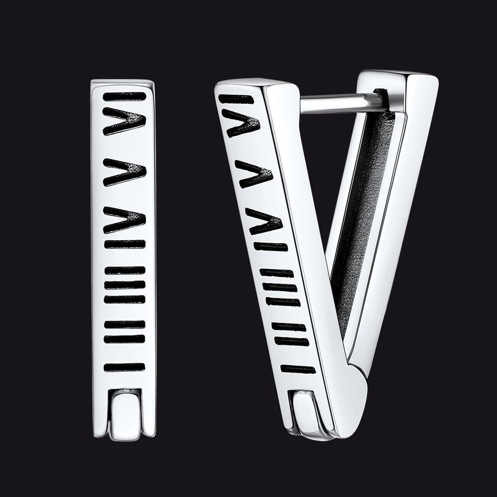 Roman Numerals Triangle Huggie Hoop Earrings for