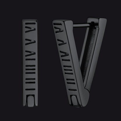 Roman Numerals Triangle Huggie Hoop Earrings for