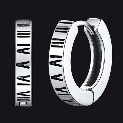 Roman Numerals Hoop Huggie Earrings for