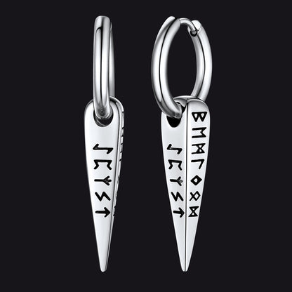 Norse Viking Runes Hoop Huggie Earrings for