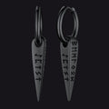 Norse Viking Runes Dangle Hoop Earrings for