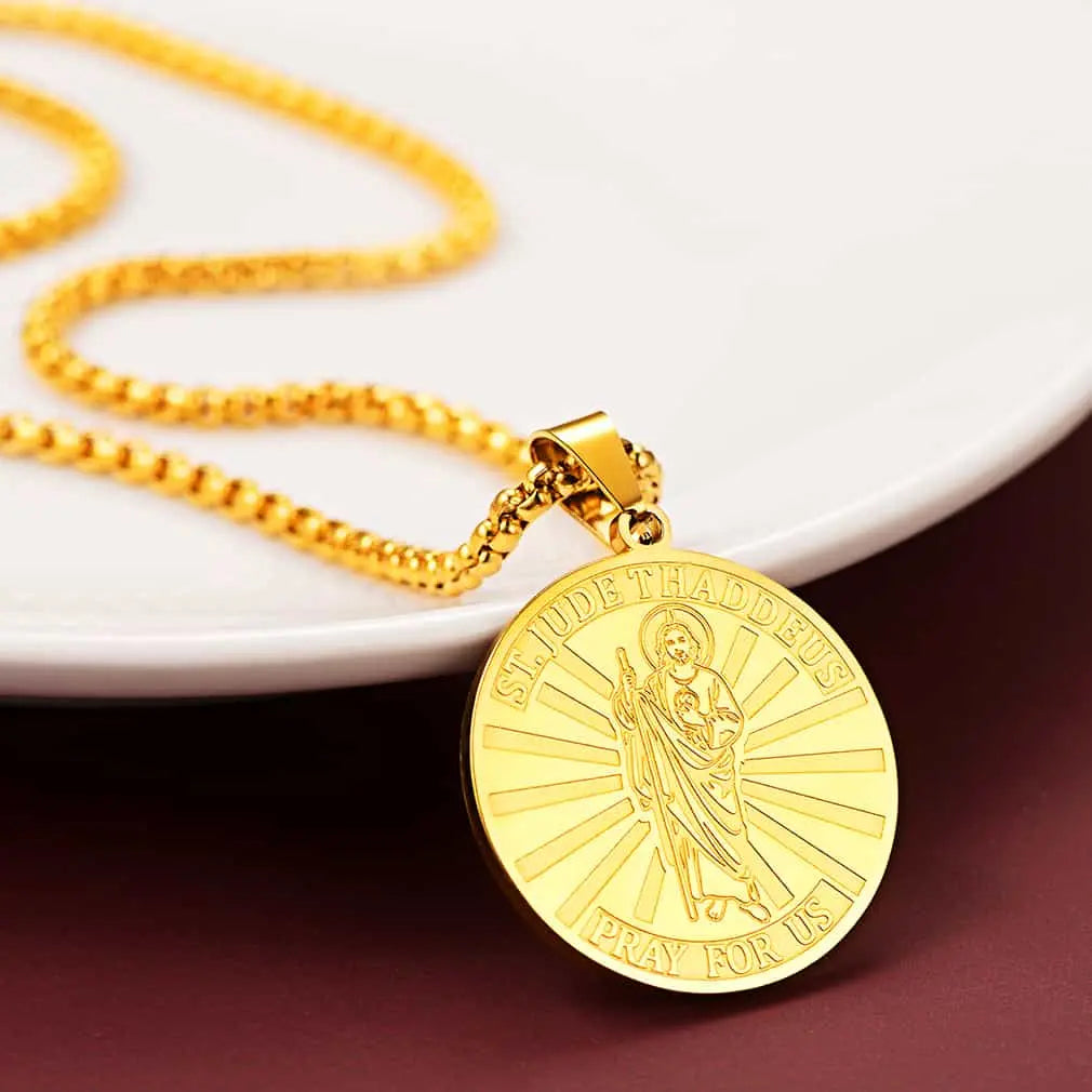 Religious Saint Jude Medal Necklace for