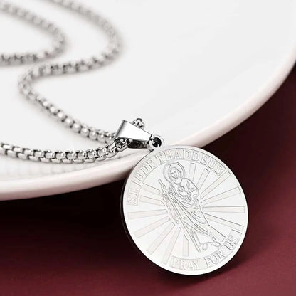 Religious Saint Jude Medal Necklace for