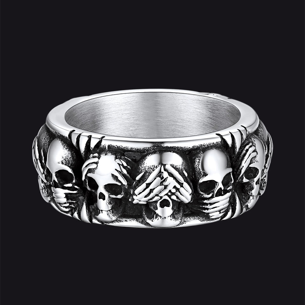 See No Evil, Hear No Evil, Speak No Evil Skulls Ring for