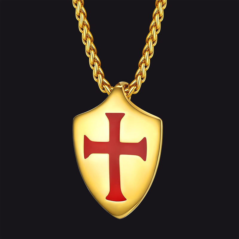 Christian Cross Shield Pendant Necklace for
