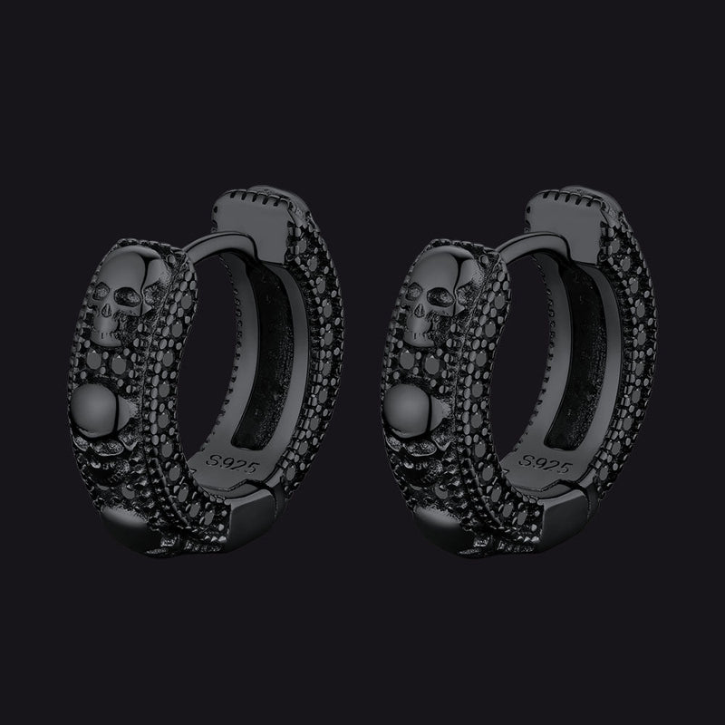 Cubic Zirconia Skull Huggie Hoop Earrings for