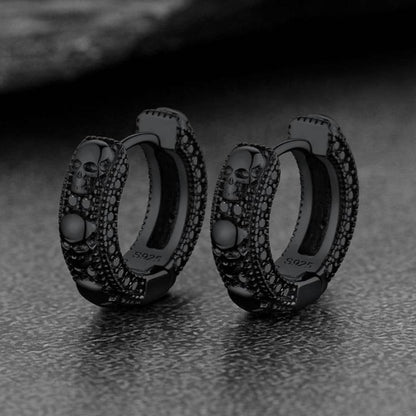 Cubic Zirconia Skull Huggie Hoop Earrings for