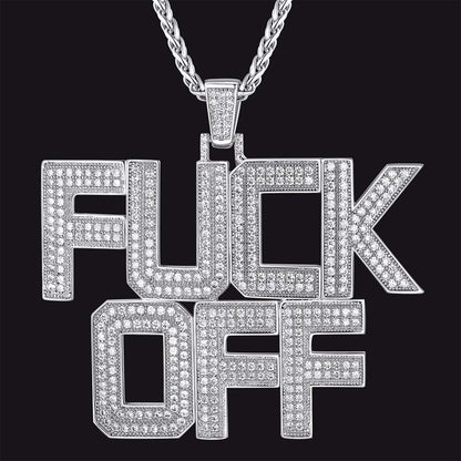 Faithheart F*ck Off Hip Hop Letter Pendant Necklace for