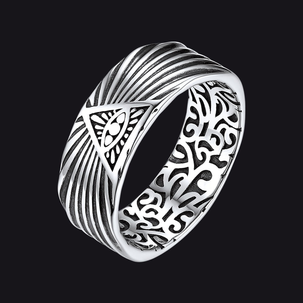 Silver All Seeing Eye Ring Celtic Knot Ring for