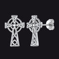 Silver Celtic Cross Stud Earrings for