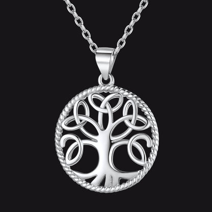 Sterling Silver Celtic Knot Tree of Life Necklace for
