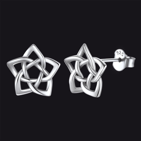Celtic Pentagram Stud Earrings for