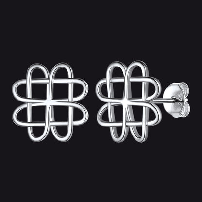 Silver Celtic Love Knot Stud Earrings for