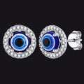 Sterling Silver Evil Eye Halo Stud Earrings