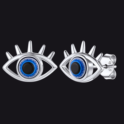 Sterling Silver Evil Eye Stud Earrings for