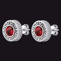 Sterling Silver Viking Runes Gemstone Stud Earrings for