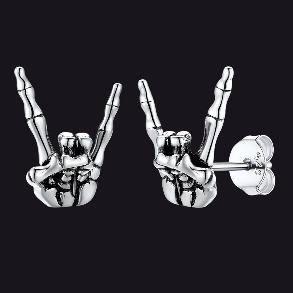 Skeleton Hand Stud Earrings for – 925 Sterling Silver Gothic Earrings
