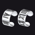 Sterling Silver Roman Numerals Non Pierced Ear Cuff Earrings Clip for