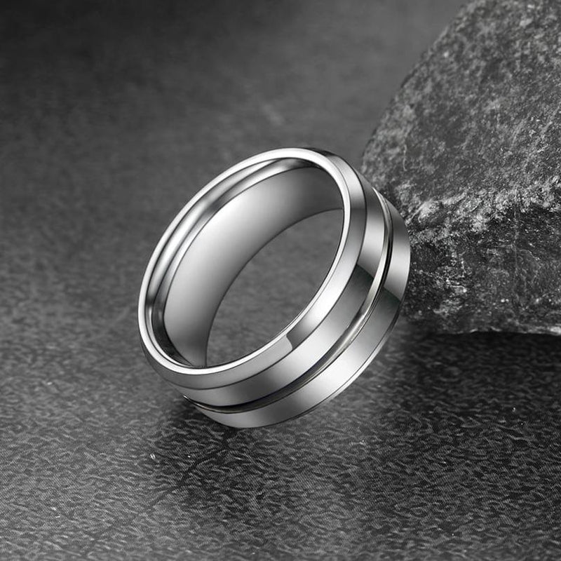 Grooved Tungsten Carbide Wedding Band Ring for 8mm