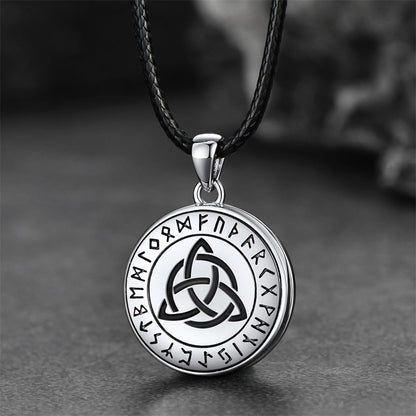 Custom Celtic Knot Photo Locket Necklace With Leather Chain for