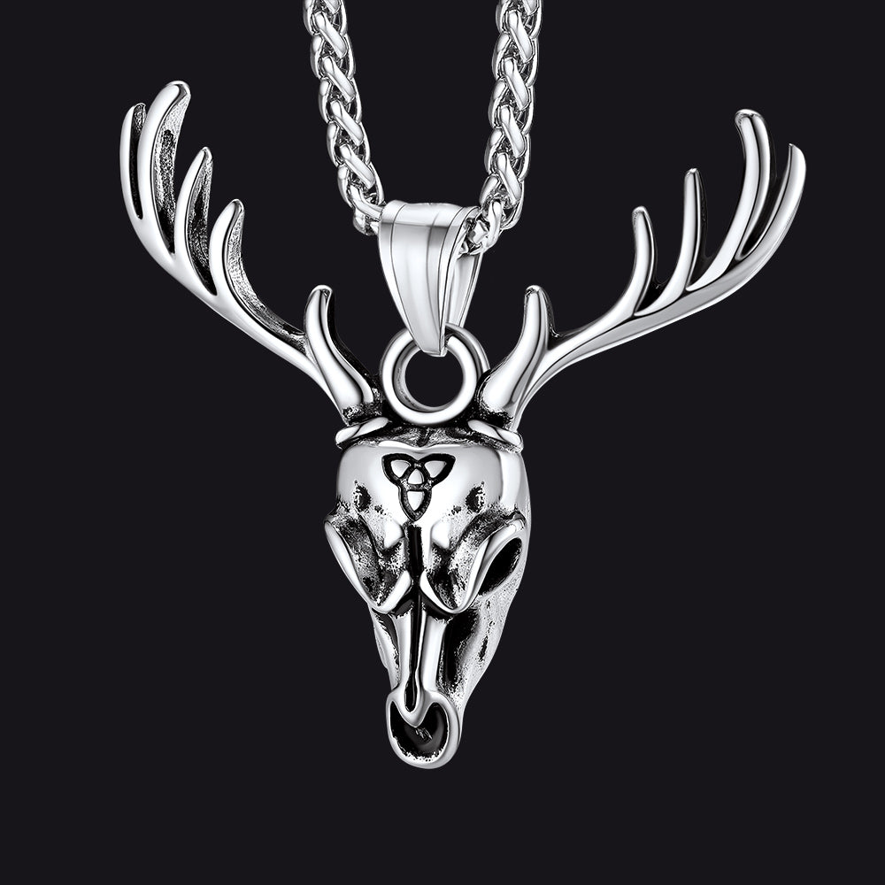 Viking Deer Necklace With Celtic Knot Christmas Gift for