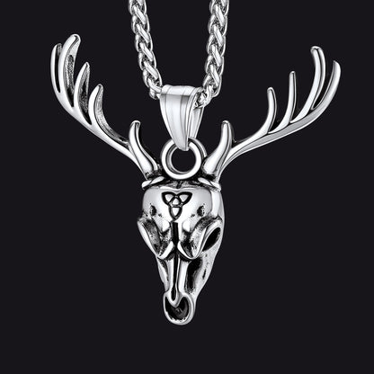 Viking Deer Necklace With Celtic Knot Christmas Gift for
