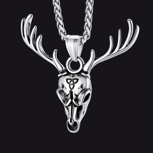 Viking Deer Necklace With Celtic Knot Christmas Gift for
