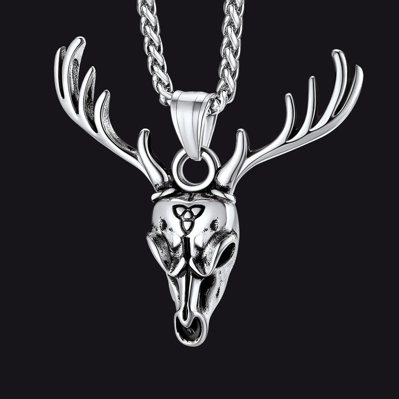 Viking Deer Necklace With Celtic Knot Christmas Gift for