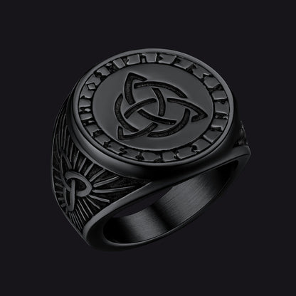 Flash Viking Celtic Knot Signet Ring for