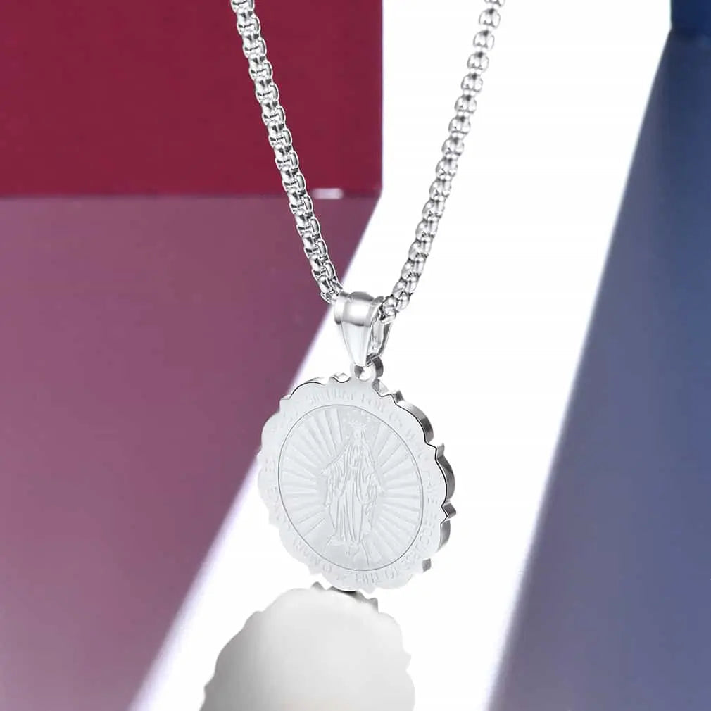 Virgin Mary Necklace Catholic Charm Necklace of Blessed