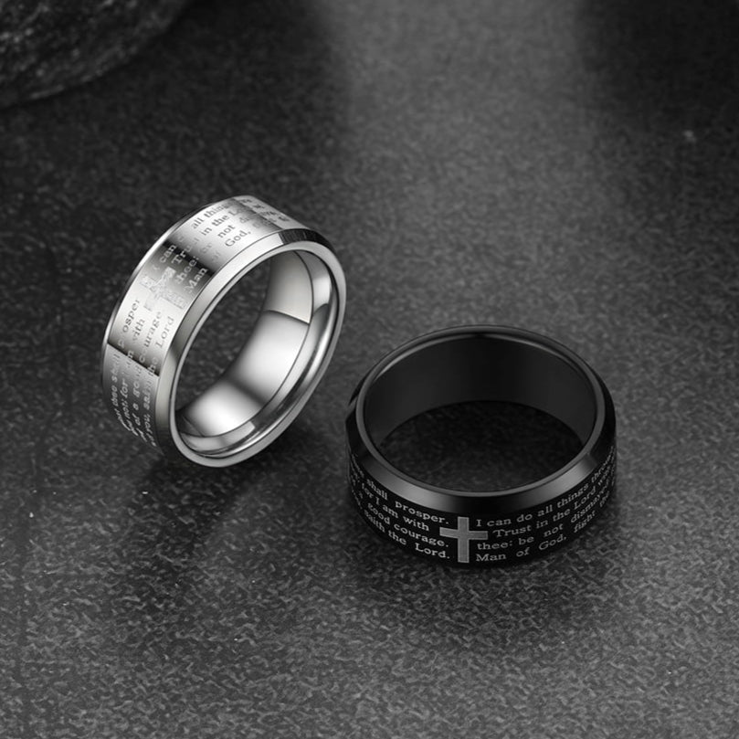 Christian Lord's Prayer Tungsten Carbide Band Ring for 8mm